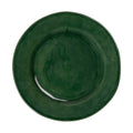 Puro dinner plate in basil green with a glossy finish and a smooth, round shape.