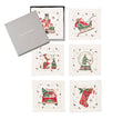 Holly Jolly Cocktail Napkins, Set of 6 , White/Multi