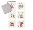 Holly Jolly Cocktail Napkins, Set of 6 , White/Multi
