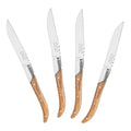 Laguiole Connoisseur Olivewood Handle BBQ Steak Knives, Set of 4