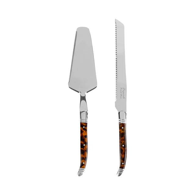 Laguiole 2-Piece Cake and Pie Server Set with Tortoise Shell Handles