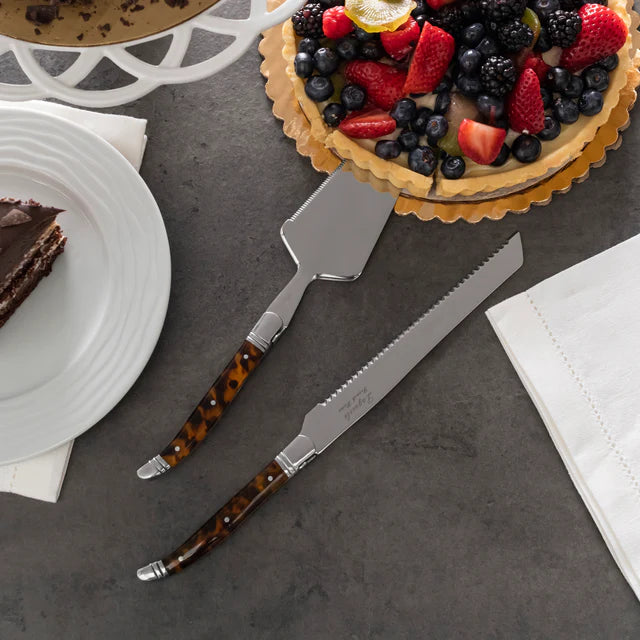 Laguiole 2-Piece Cake and Pie Server Set with Tortoise Shell Handles