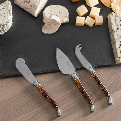 Laguiole Cheese Knife Set of 3 in Tortoise Shell by French Home