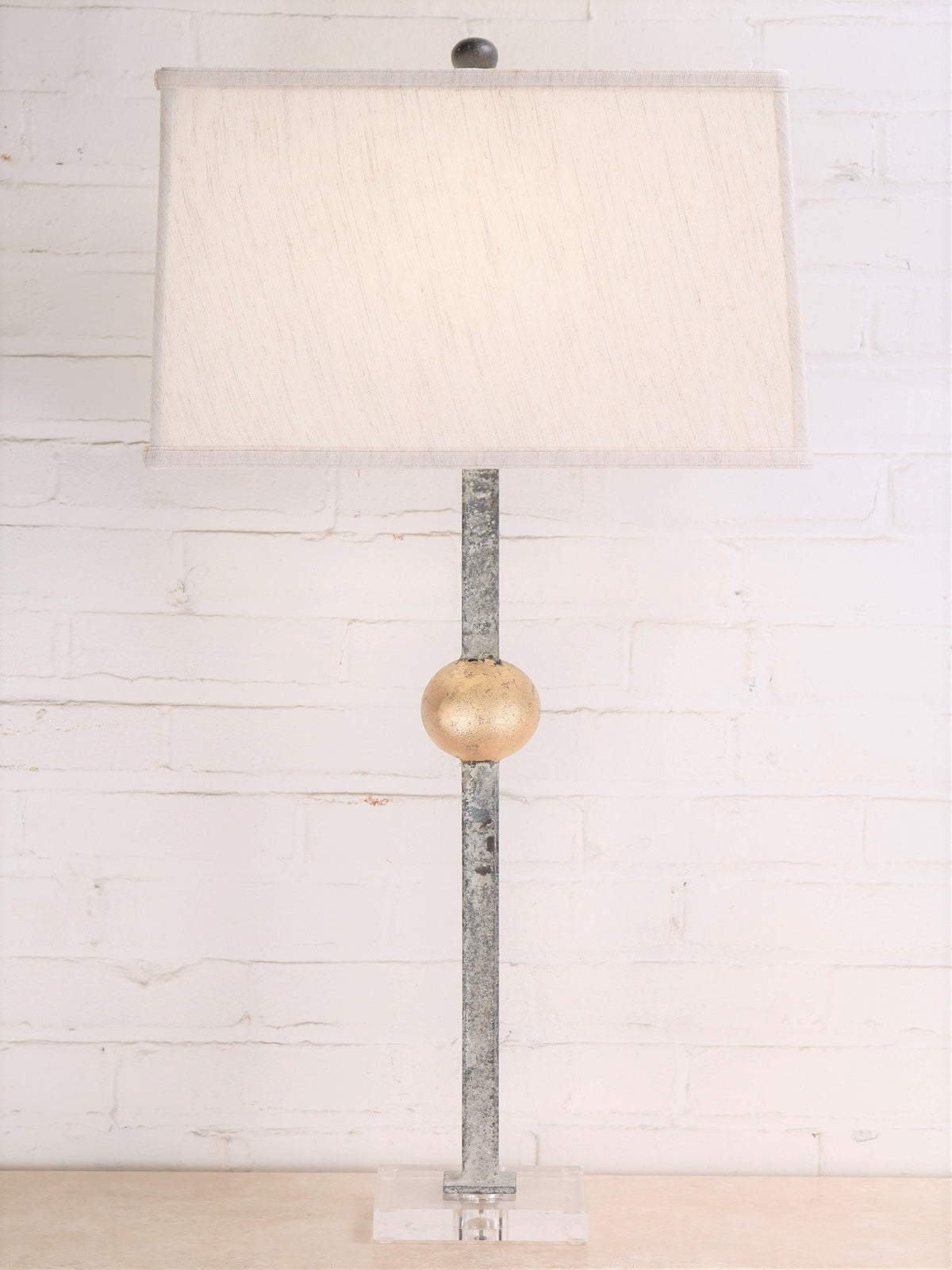 Pair of Iron Table Lamps with Gilt Ball