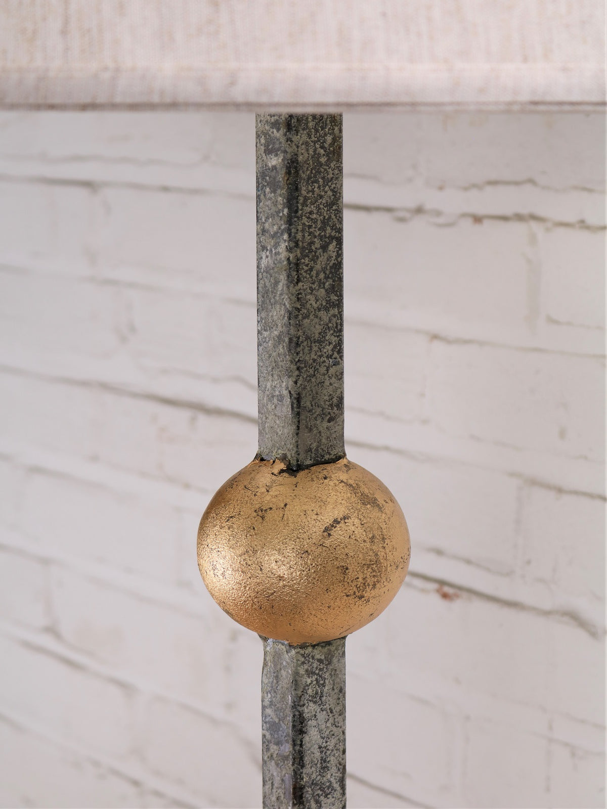 Pair of Iron Table Lamps with Gilt Ball