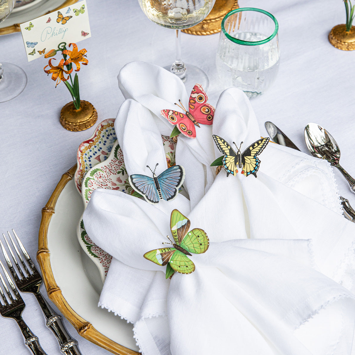 Meadow Walk Butterfly Napkin Rings Set/4
