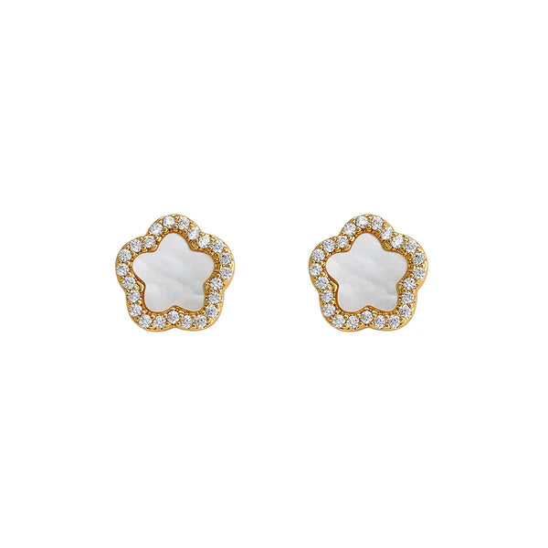 Lilia Pave Earrings in Mother of Pearl