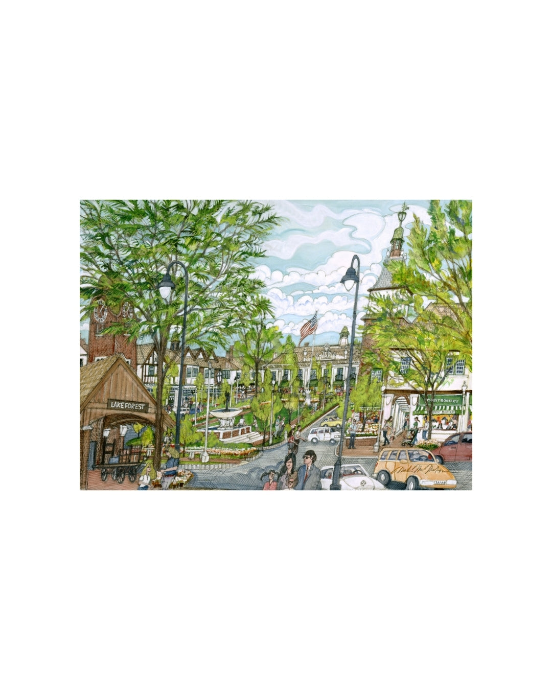 Wentworth Puzzle | Lake Forest Market Square Summer by Mark McMahon (500 Pieces)