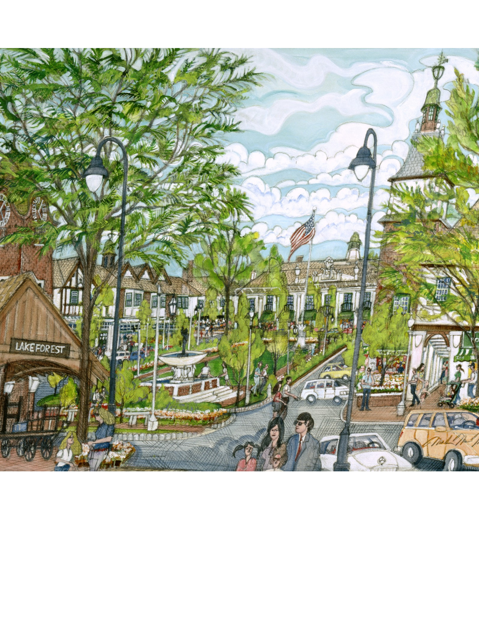 Wentworth Puzzle | Lake Forest Market Square Summer by Mark McMahon (500 Pieces)