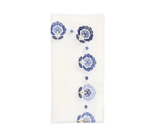 Carnation Napkin in White/Blue
