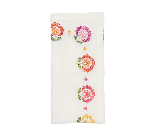Carnation Napkin in White/Pink/Orange