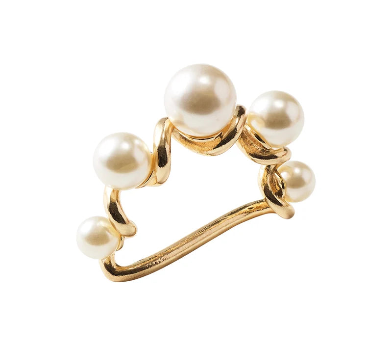 Pearl Drift Napkin Ring - Pearl/Gold (S/4)
