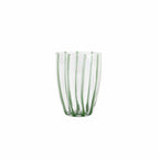 Nuovo Stripe green tall tumbler with vertical ribbed design and a translucent finish.