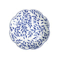 Olivier blue soup and cereal bowl featuring a white base with blue leaf patterns and a scalloped edge.
