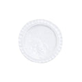 Pietra Fiori white canape plate with a textured rim and floral design in the center.