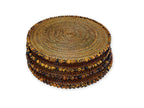 Round 14" Placemat with Tortoise, Natural Seed Beads, Set of 4