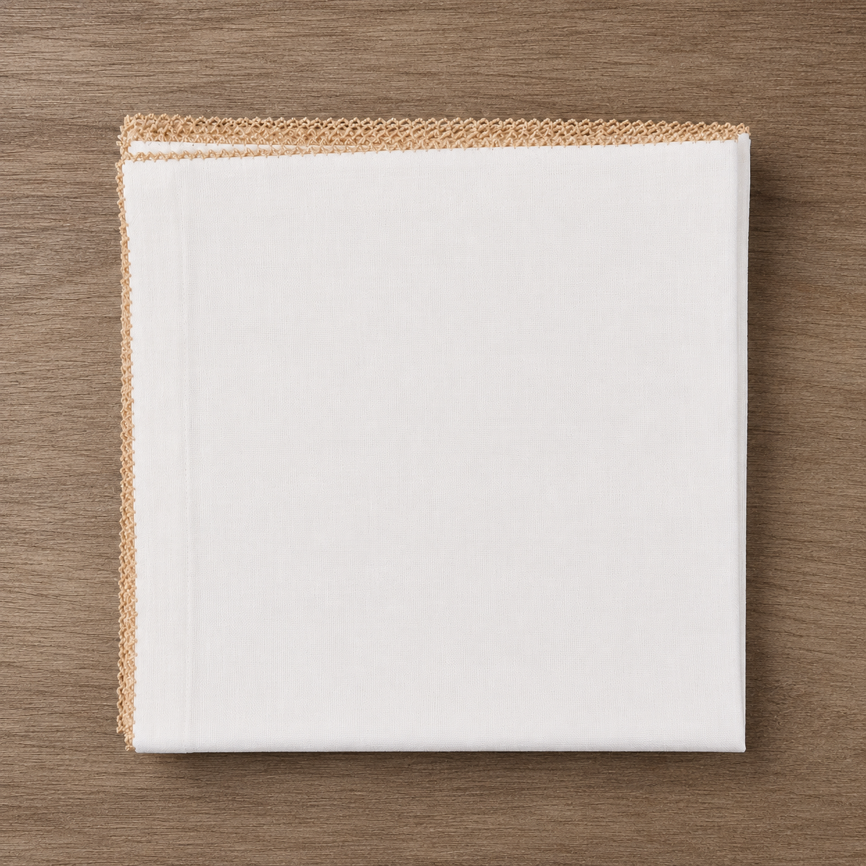 White with Natural Pico Edge Linen Napkins, Set of 4 by Julian Meija
