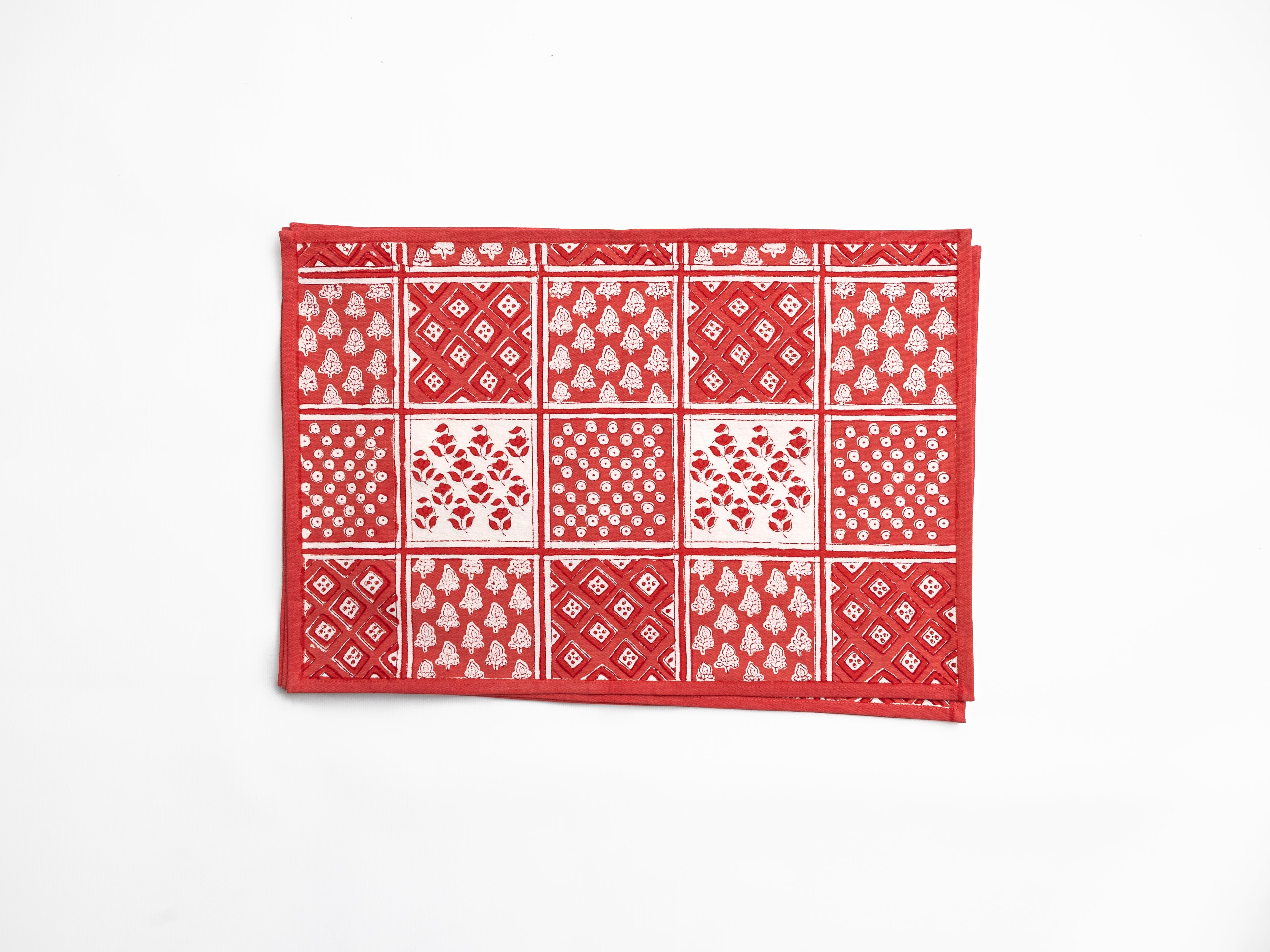Pom Buti Patchwork Red Placemats | Set of 4