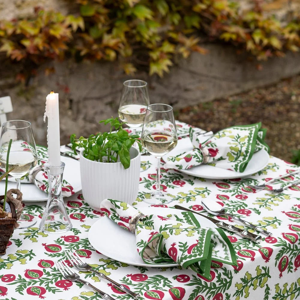 Pom Bells Basil & Magenta Napkins, Set of 4