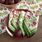 Pom Bells Basil & Magenta Napkins, Set of 4