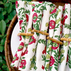 Pom Bells Basil & Magenta Napkins, Set of 4