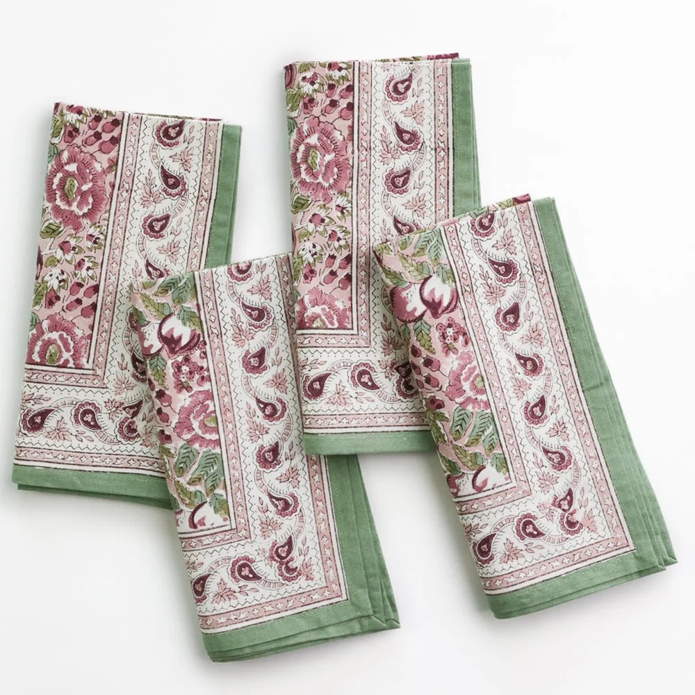 Pomegranate Garden Dusty Mauve & Sage Napkin | Set of 4