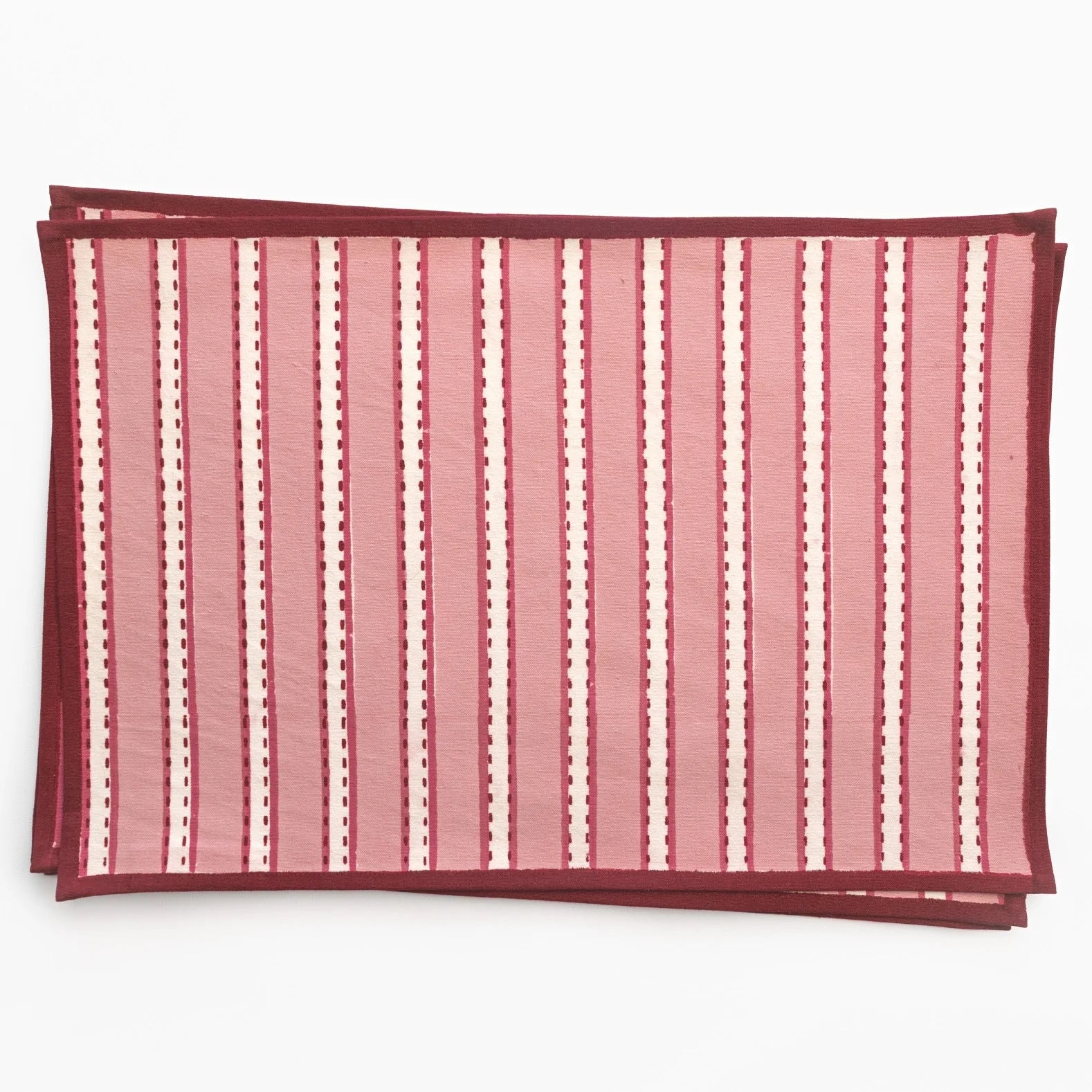 Dotted Stripe Rose Placemats | Set of 4