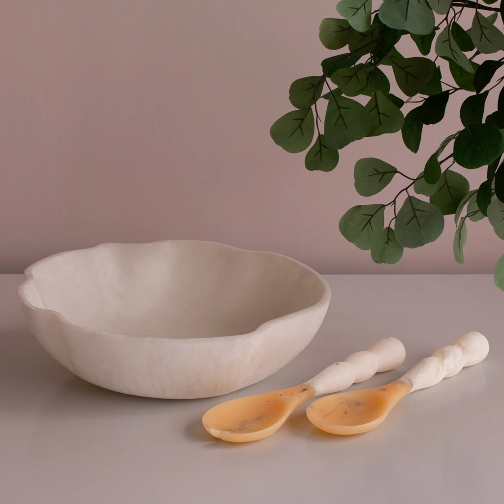Resin Sorbet Salad Servers in Coconut