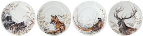 4 Dessert Plates Assorted Game Sologne