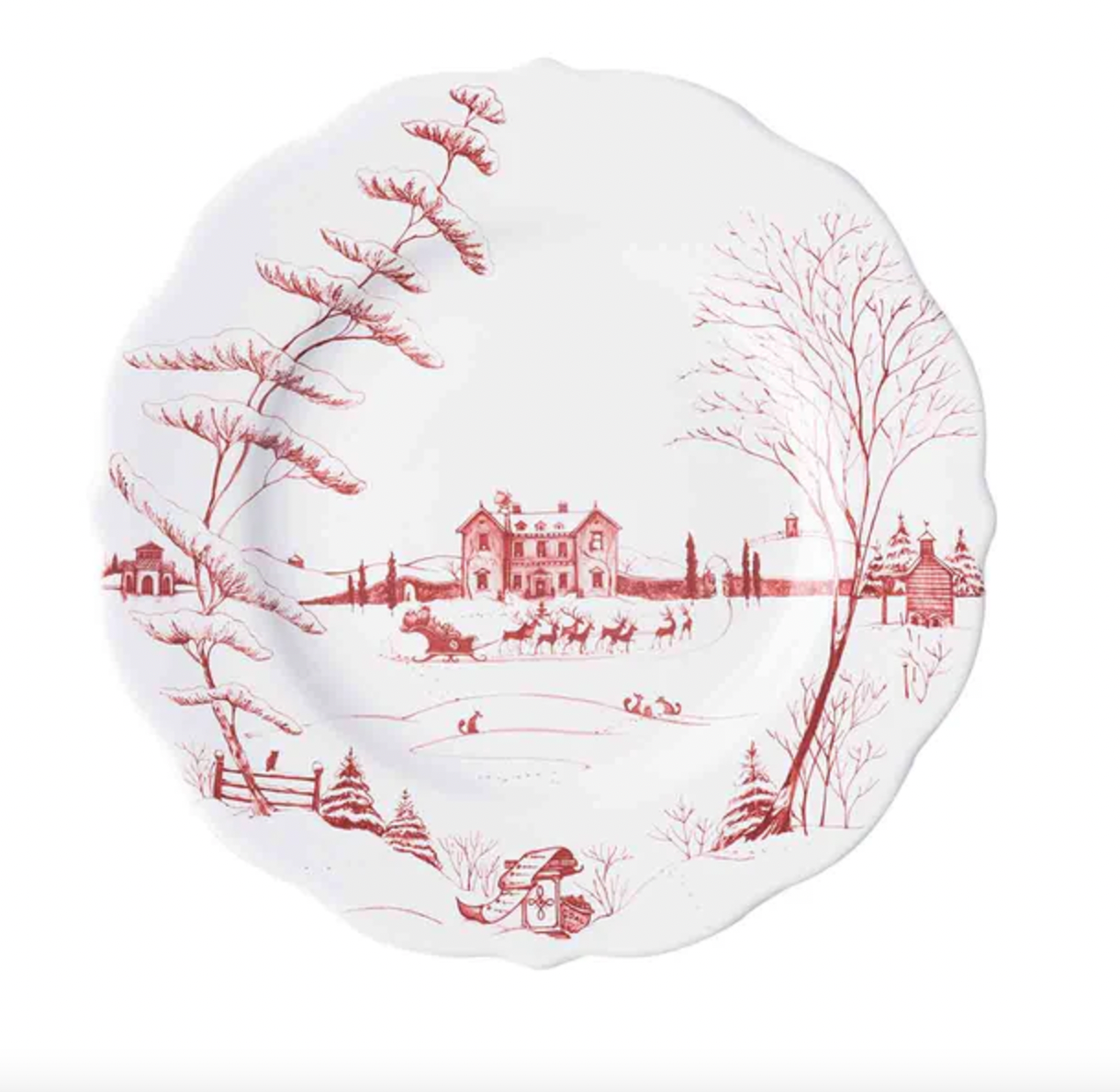 Winter Frolic Dinner Plate Red