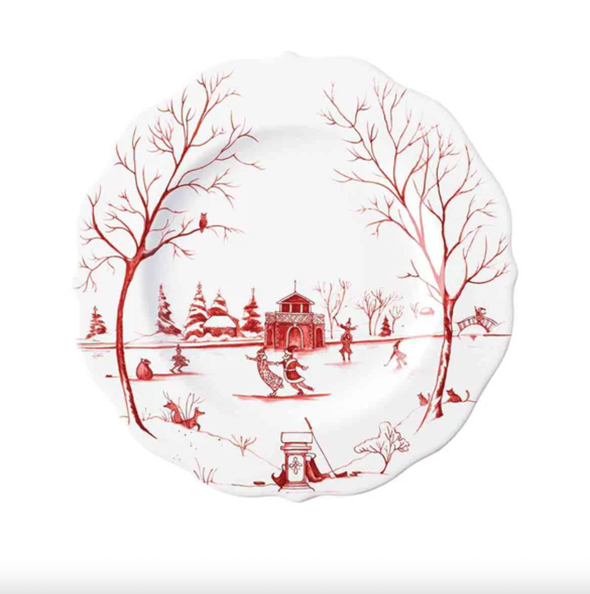 Winter Frolic Salad/Dessert Plate Red