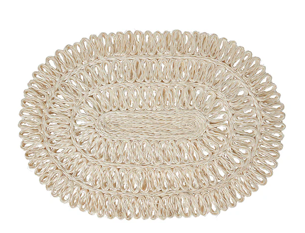 Oval Straw Loop Placemat in Whitewash