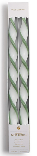S/2 Green Ribbon Twist Tapers