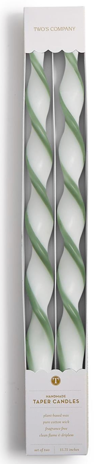 S/2 Green Ribbon Twist Tapers