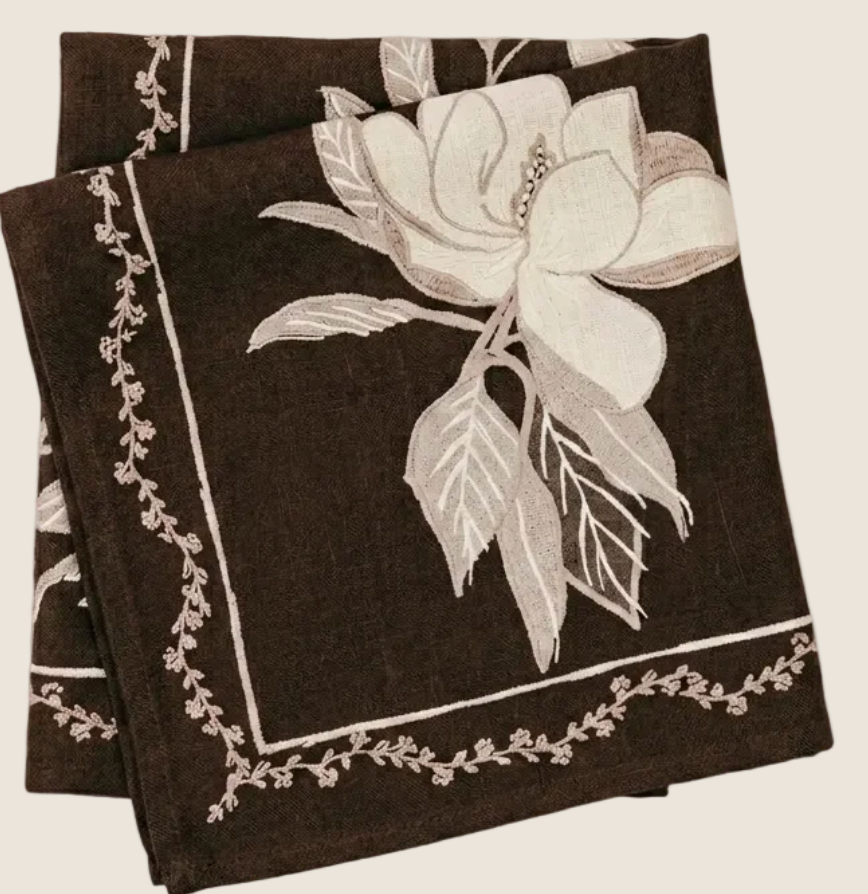 Magnolia Chocolate Napkins Set 4
