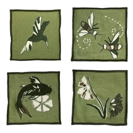 Flora & Fauna Pine Cocktail Napkins S/4