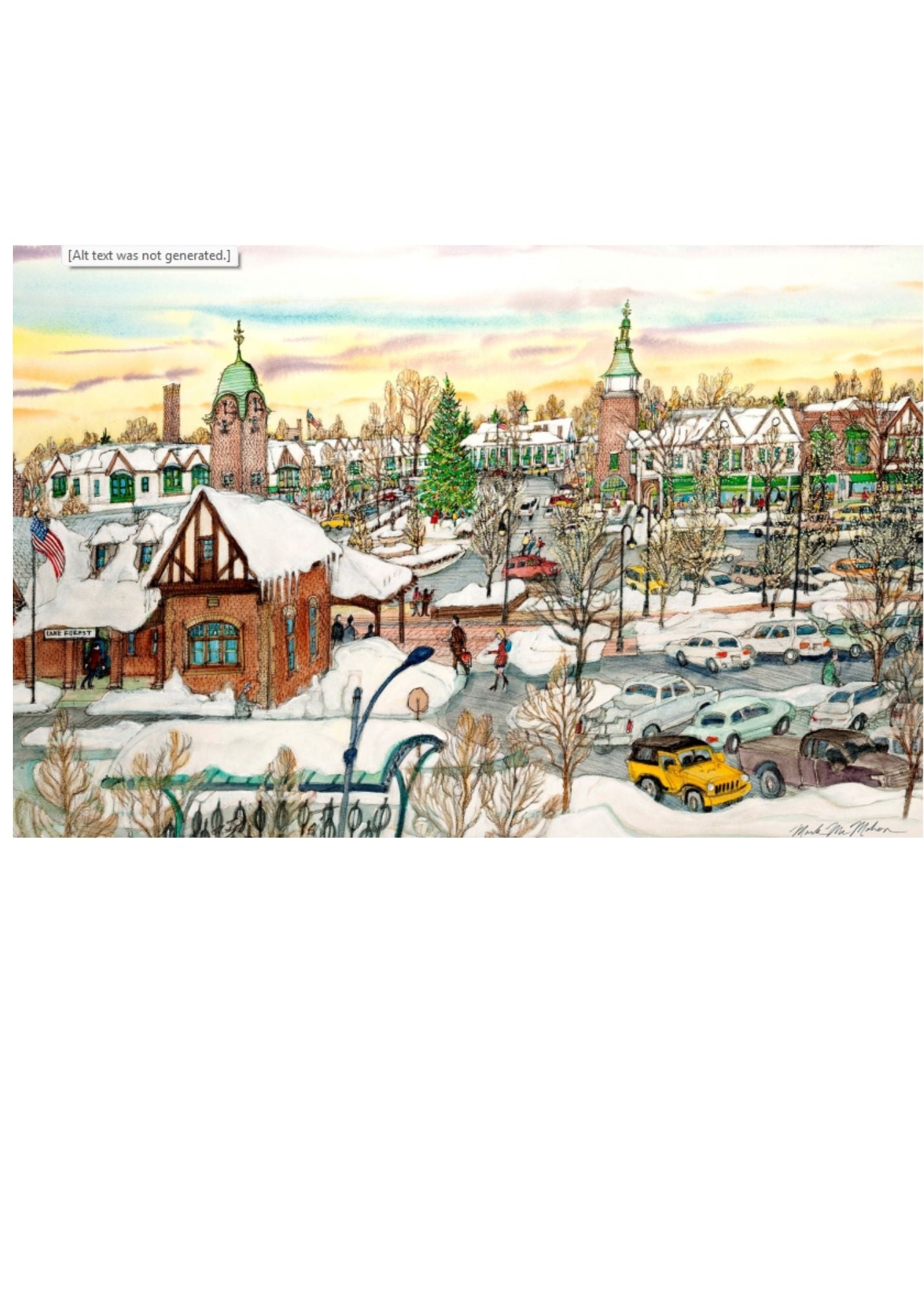 Wentworth Puzzle | Lake Forest Market Square  Snow by Mark McMahon (500 Pieces)