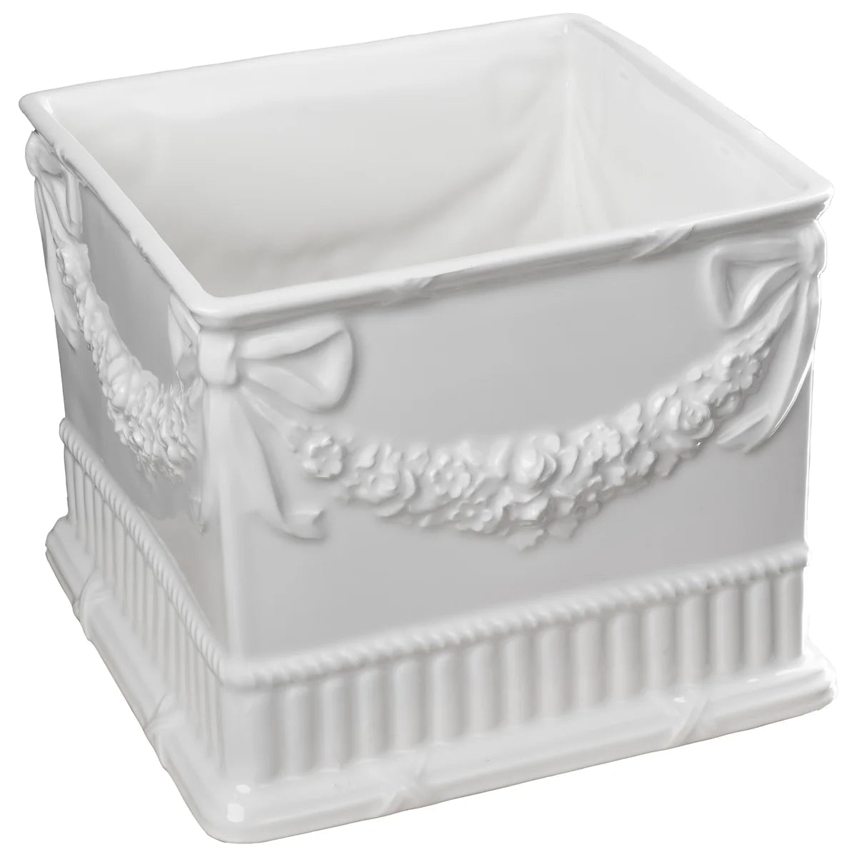 Square Cachepot w/Garland