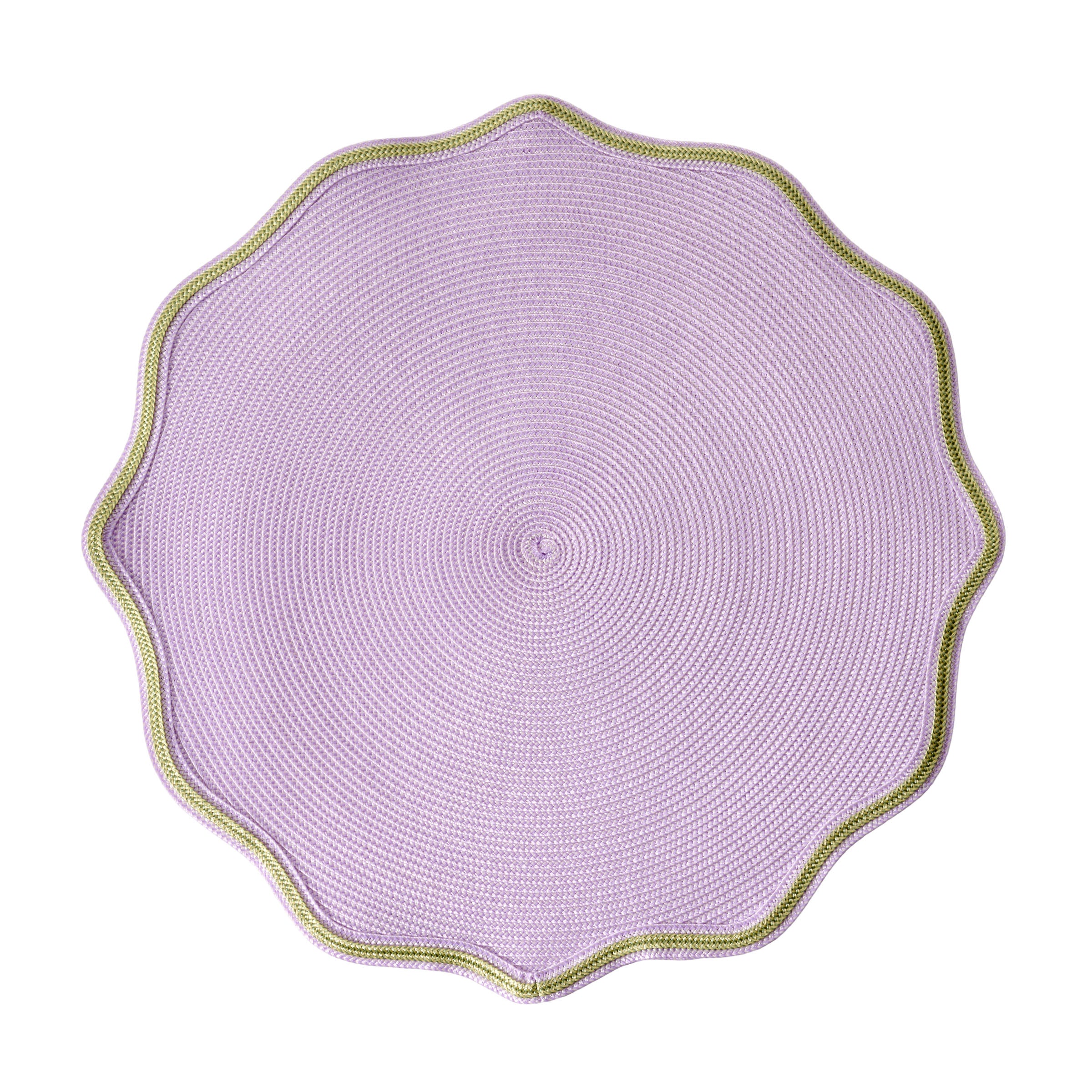 Set 6 Summer Piped Oxford Orchid Scallop Placemats