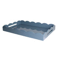Chambray Blue Large Lacquered Scallop Ottoman Tray