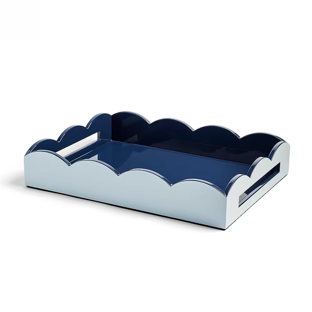 17x13 Scalloped Tray Pale Denim & N