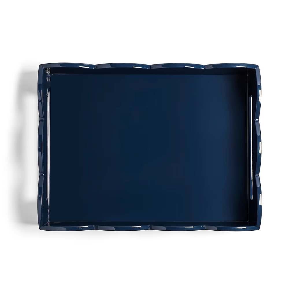 17x13 Scalloped Tray Pale Denim & N