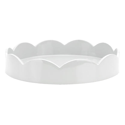 White Scallop Lacquer Round Tray | Small