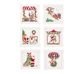 Santa Cocktail Napkins Set of 6 - White/Multi