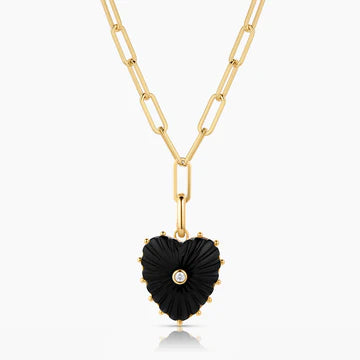 Onyx Heart Clip Chain Necklace