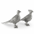 Pewter Pheasant Statuettes