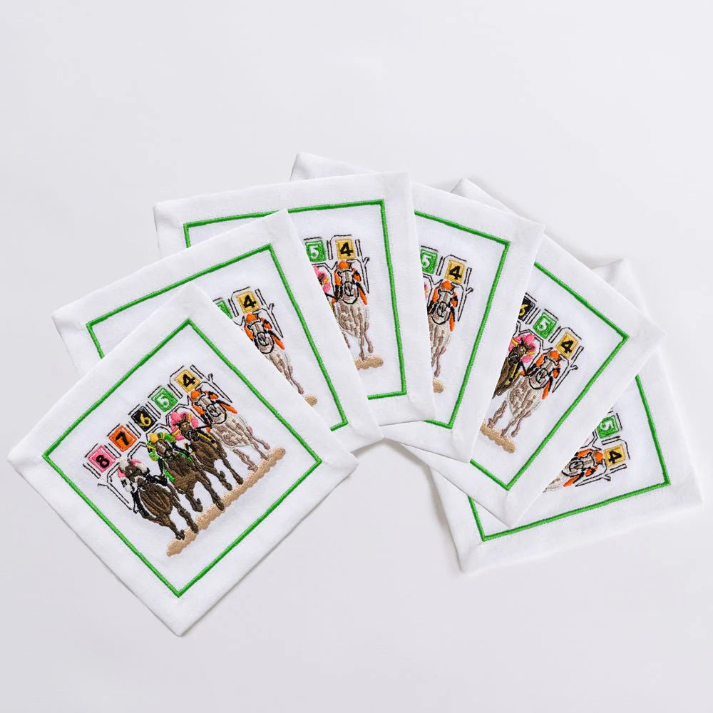 Away They Go Embroidered Cocktail Napkin | Set of 6