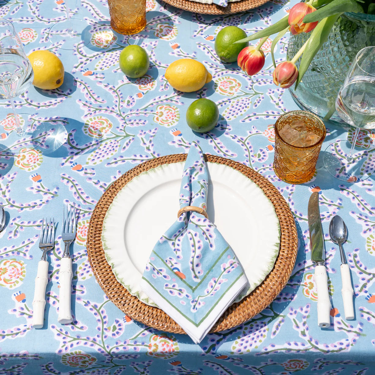 Climbing Dahlia Sky Blue Napkin | Set of 4