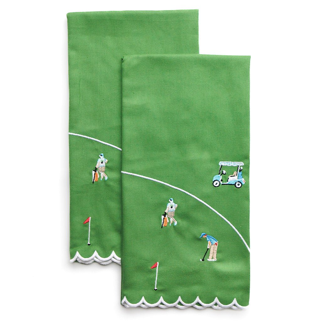 Day at the Golf Course Tea Towels