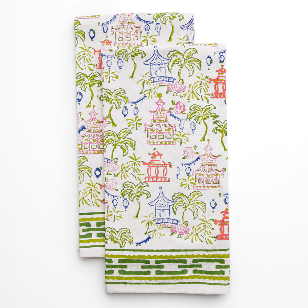 Palms & Pagodas Tea Towels